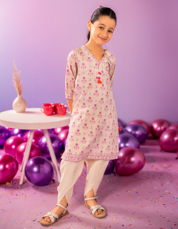 Lawn Beige Kurti - J. Junaid Jamshed