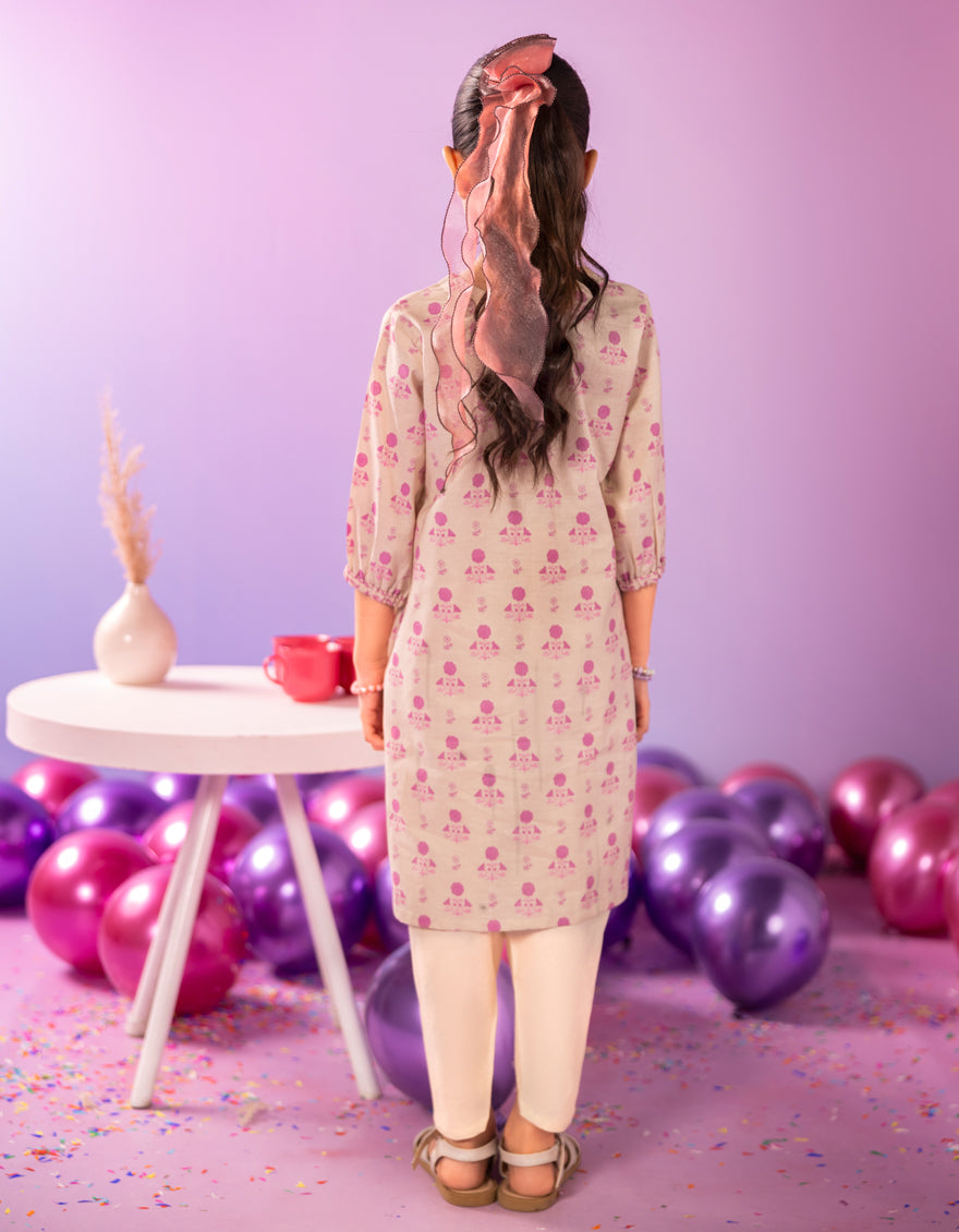 Lawn Beige Kurti - J. Junaid Jamshed