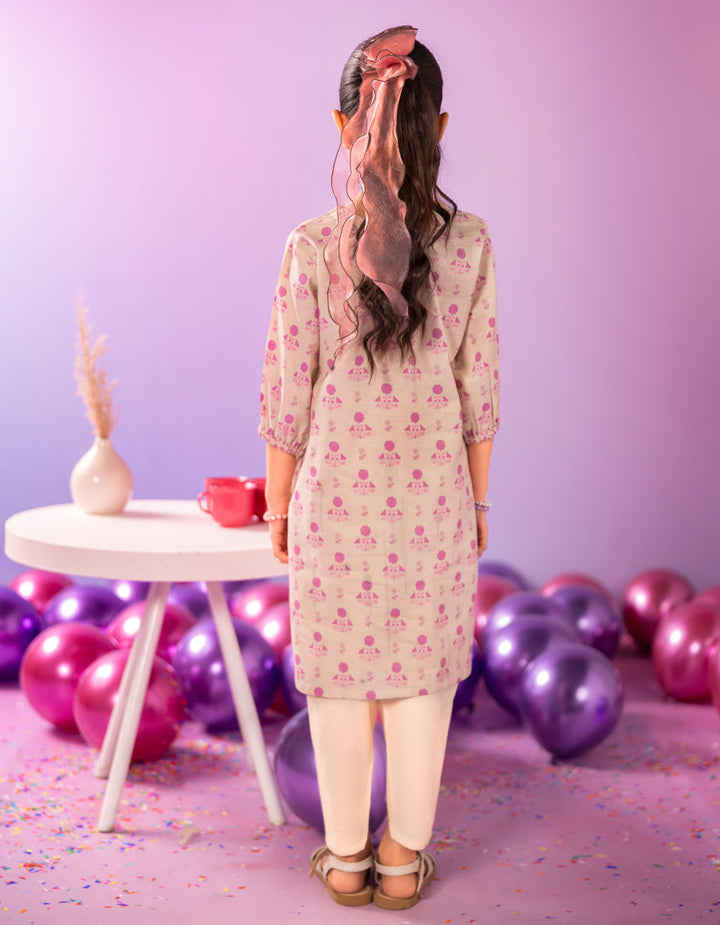 Lawn Beige Kurti - J. Junaid Jamshed