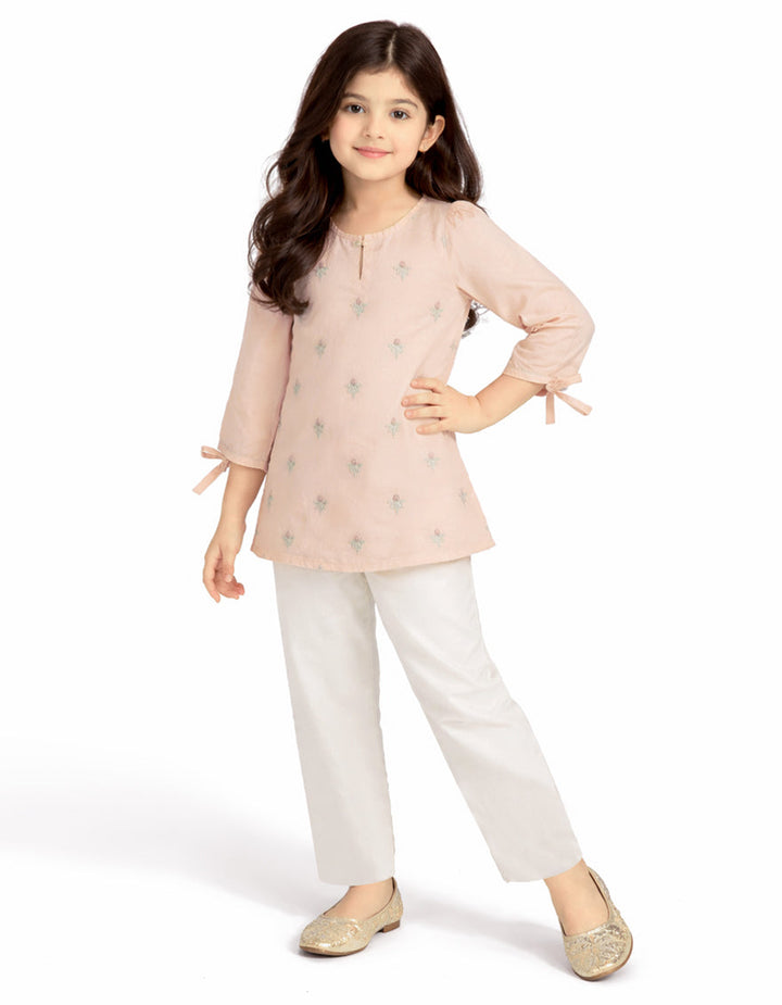 Lawn Peach Kurti - J. Junaid Jamshed
