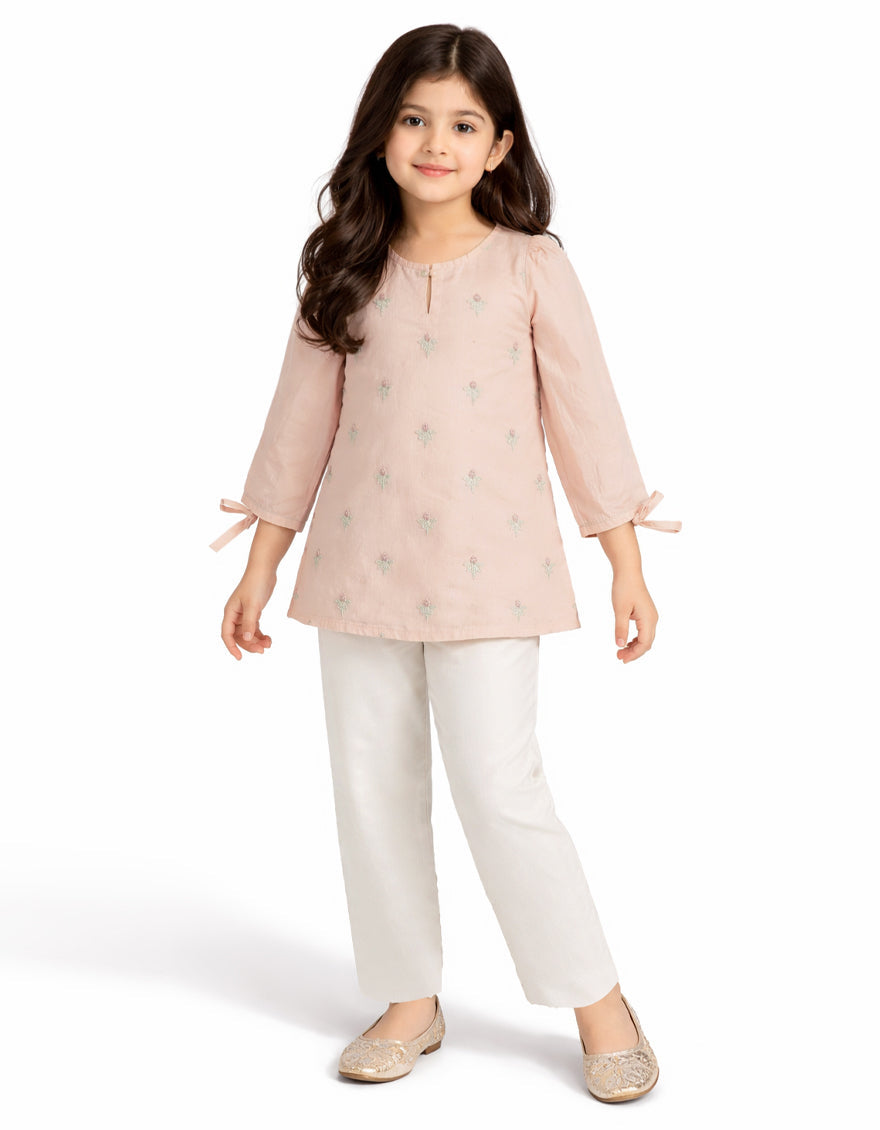Lawn Peach Kurti - J. Junaid Jamshed