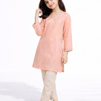 Lawn Peach Kurti - J. Junaid Jamshed