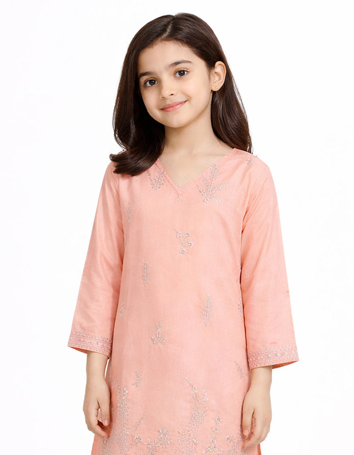 Lawn Peach Kurti - J. Junaid Jamshed