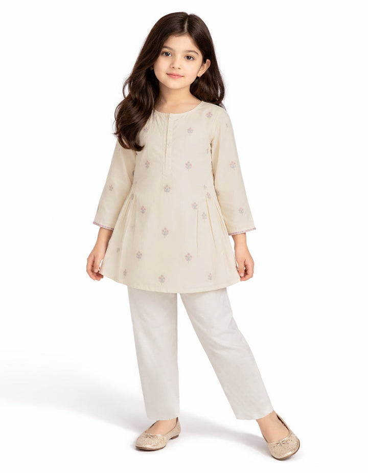 Lawn Off White Kurti - J. Junaid Jamshed