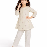 Lawn Off White Kurti - J. Junaid Jamshed