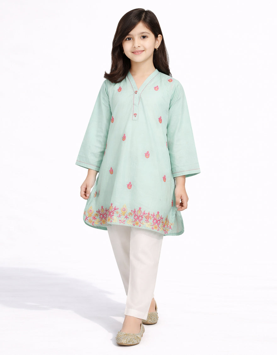 Lawn Green Kurti - J. Junaid Jamshed
