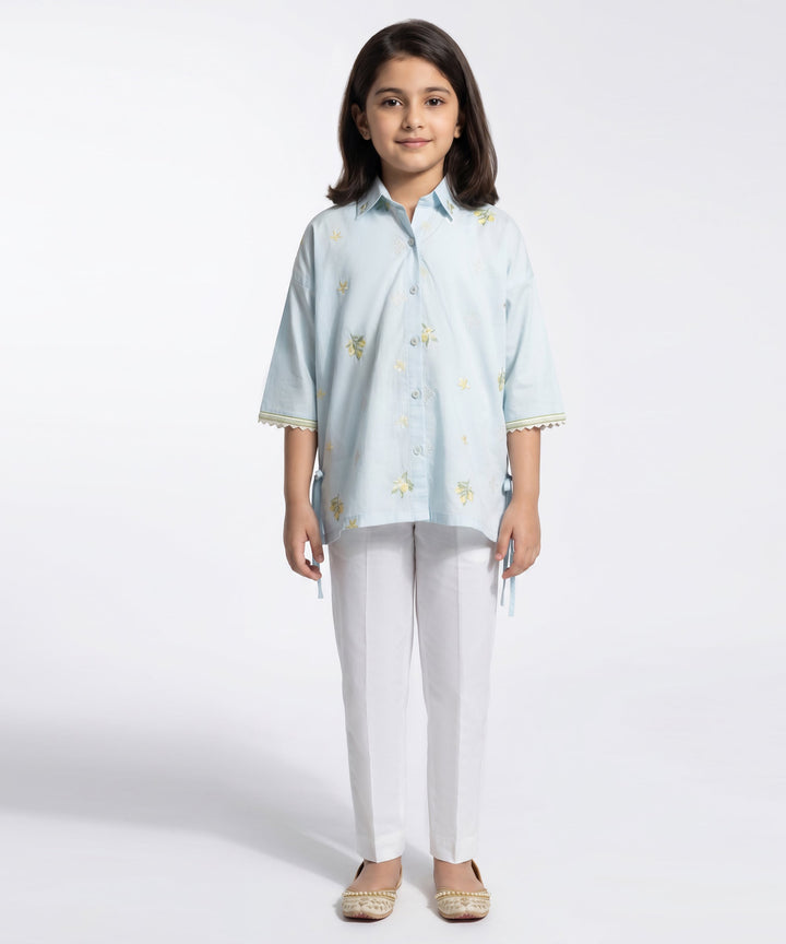 Lawn Sky Blue Kurti - J. Junaid Jamshed