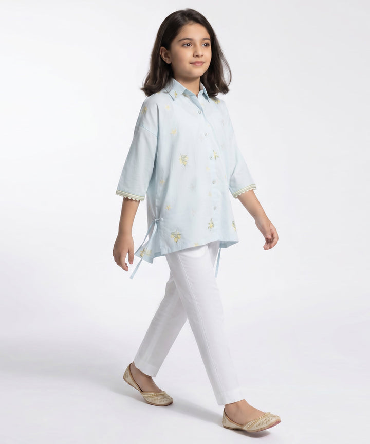 Lawn Sky Blue Kurti - J. Junaid Jamshed