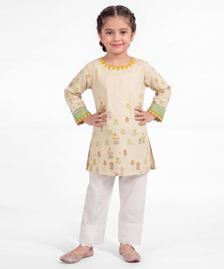 Lawn Off White Kurti - J. Junaid Jamshed