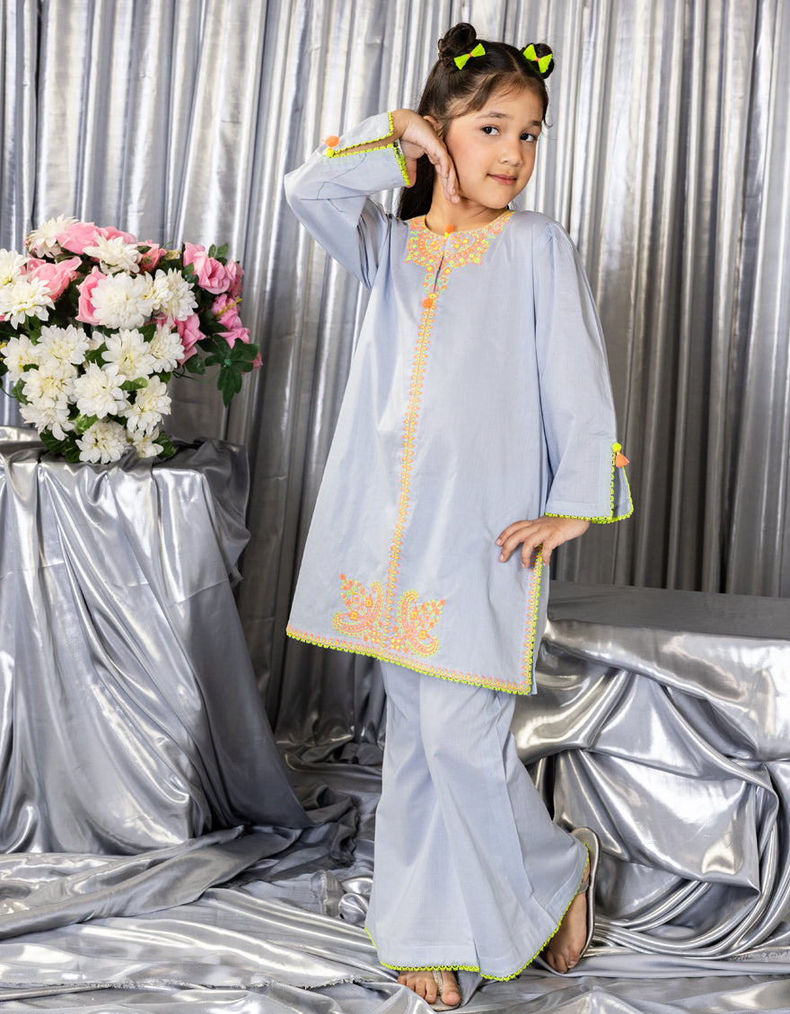 Lawn Blue Stitched Suit - J. Junaid Jamshed