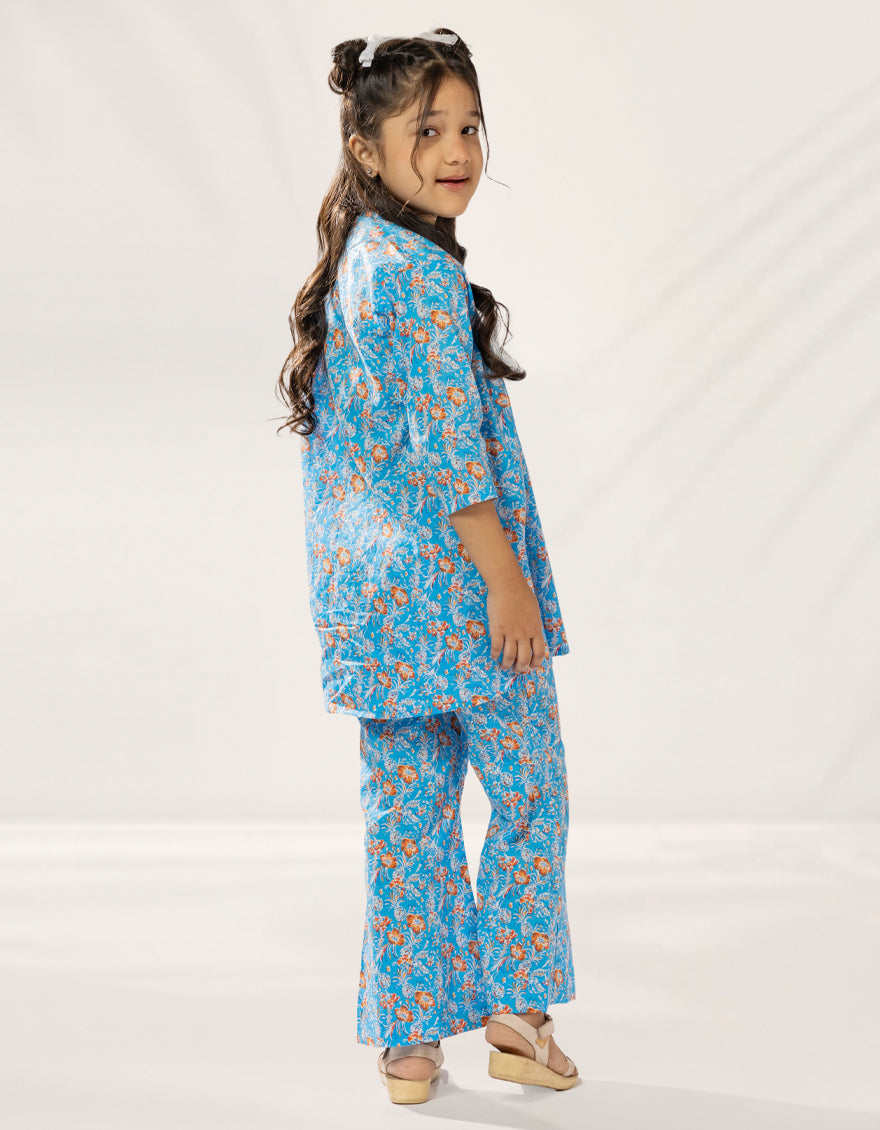 Lawn Blue Stitched Suit - J. Junaid Jamshed