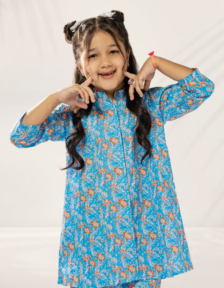 Lawn Blue Stitched Suit - J. Junaid Jamshed