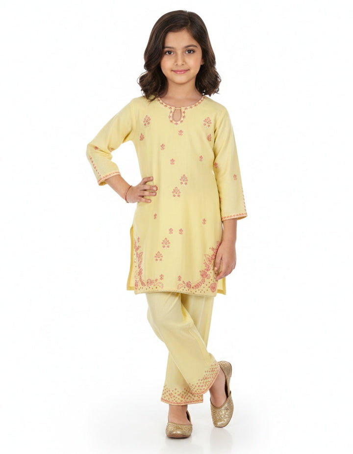 Maple Silk Yellow Stitched Suit - J. Junaid Jamshed