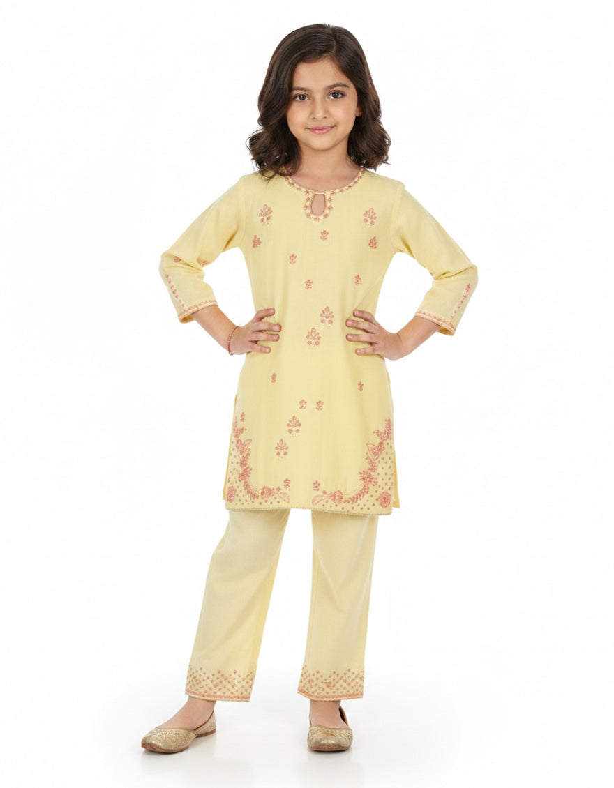 Maple Silk Yellow Stitched Suit - J. Junaid Jamshed