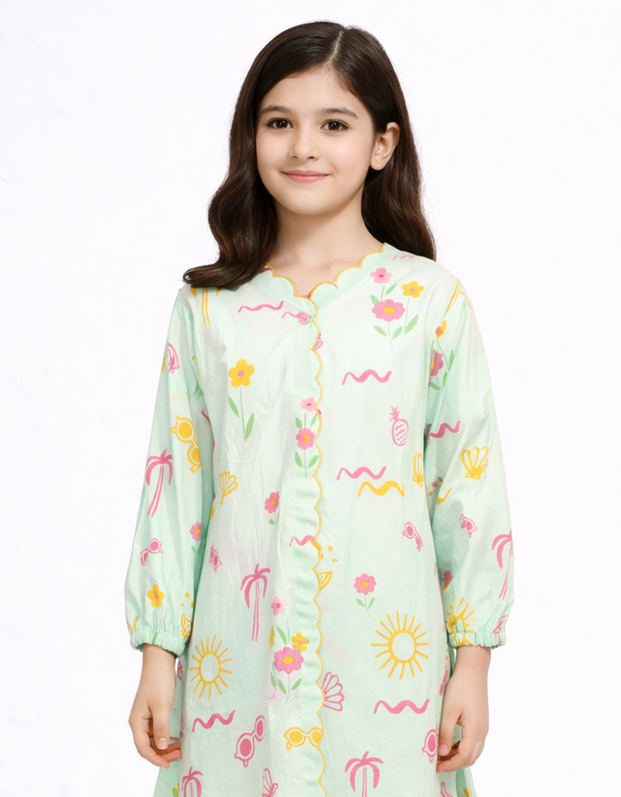 Lawn Green Stitched Suit - J. Junaid Jamshed