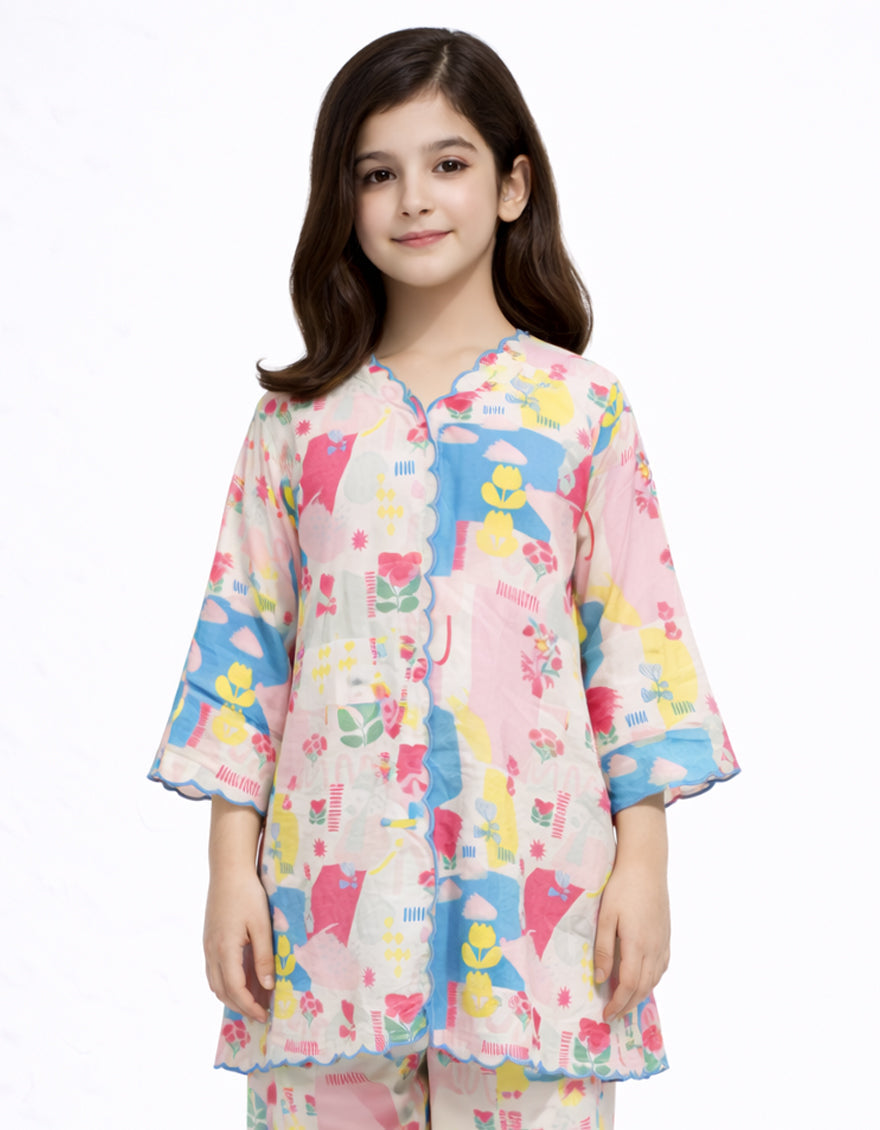 Lawn Multicolor Stitched Suit - J. Junaid Jamshed