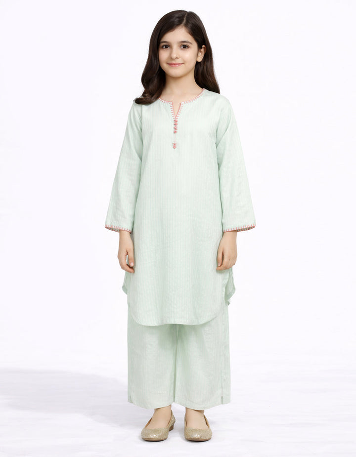 Cotton Sky Blue Stitched Suit - J. Junaid Jamshed
