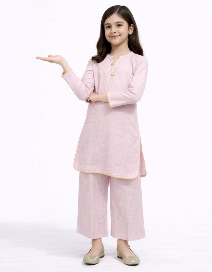Seer Sucker Purple Stitched Suit - J. Junaid Jamshed