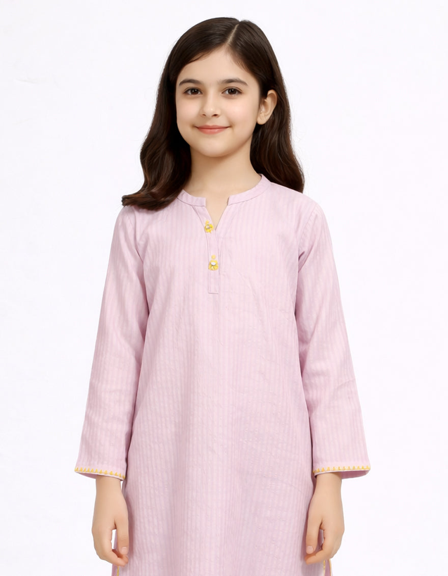 Seer Sucker Purple Stitched Suit - J. Junaid Jamshed