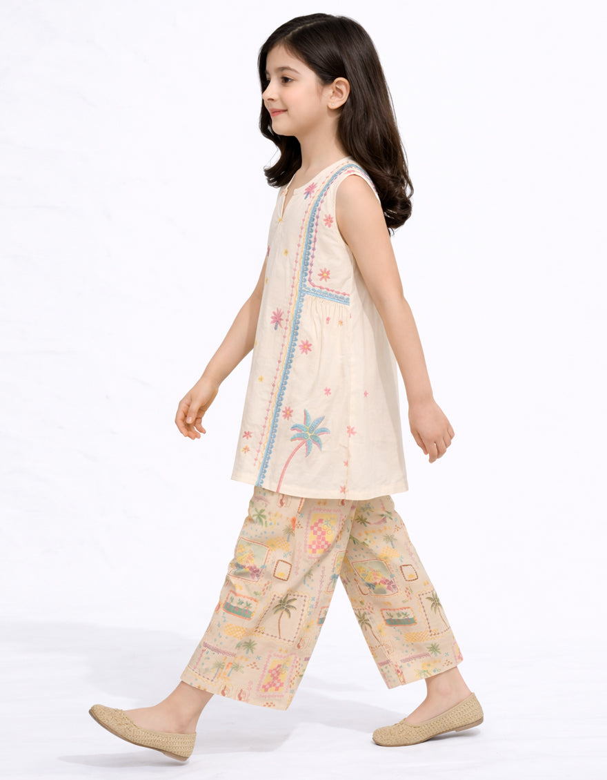 Lawn Beige Stitched Suit - J. Junaid Jamshed