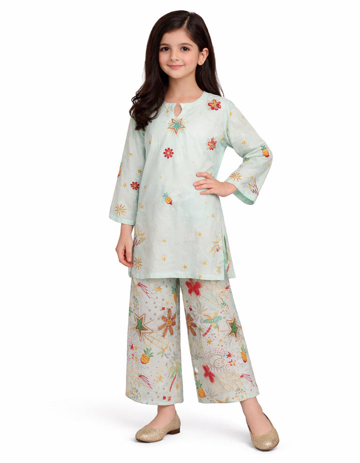 Lawn Sea Green Stitched Suit - J. Junaid Jamshed