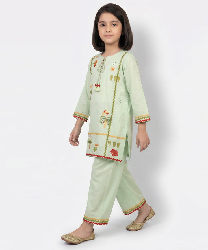 Lawn Green Stitched Suit - J. Junaid Jamshed