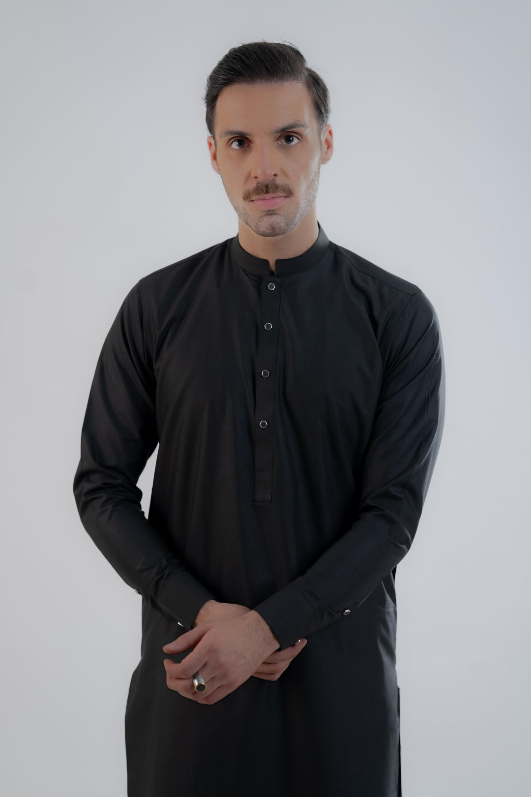 Polyester Viscose Slim Fit Black Kurta Trouser - Jiah