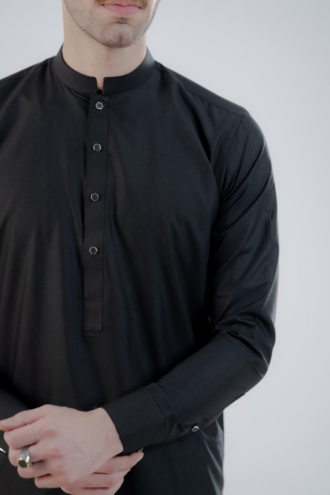 Polyester Viscose Slim Fit Black Kurta Trouser - Jiah