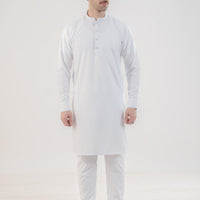Polyester Viscose Slim Fit White Kurta Trouser - Jiah