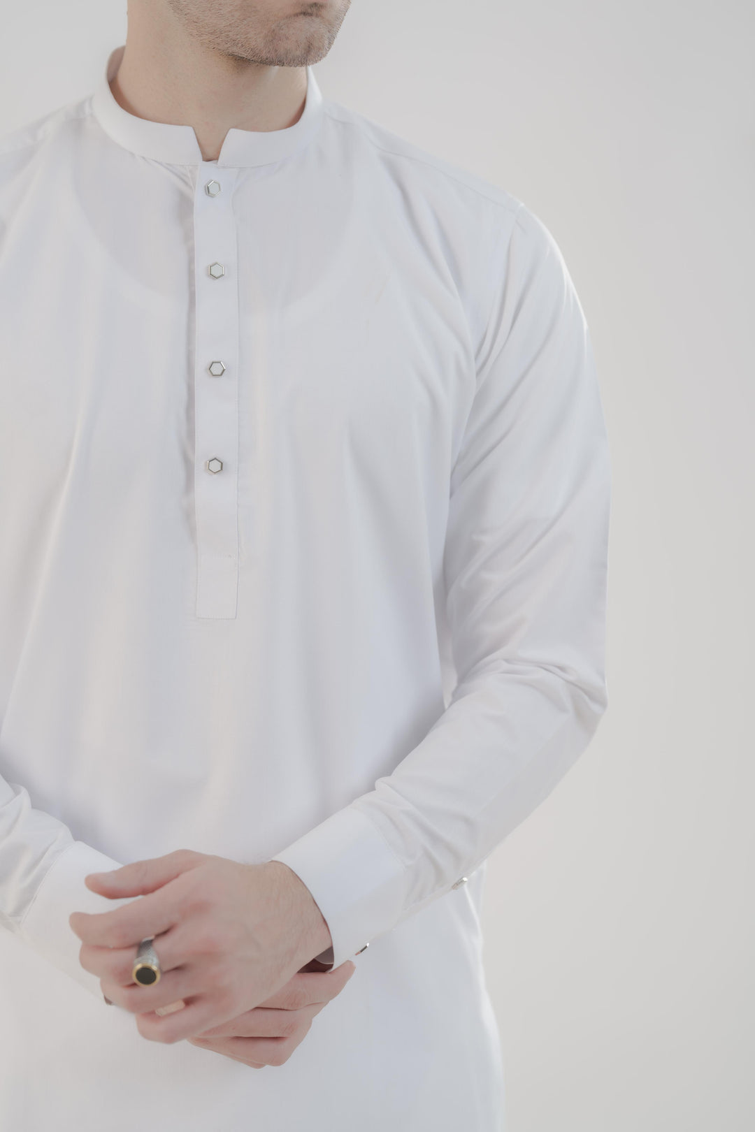 Polyester Viscose Slim Fit White Kurta Trouser - Jiah