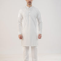 Polyester Viscose Slim Fit Off White Kurta Trouser - Jiah