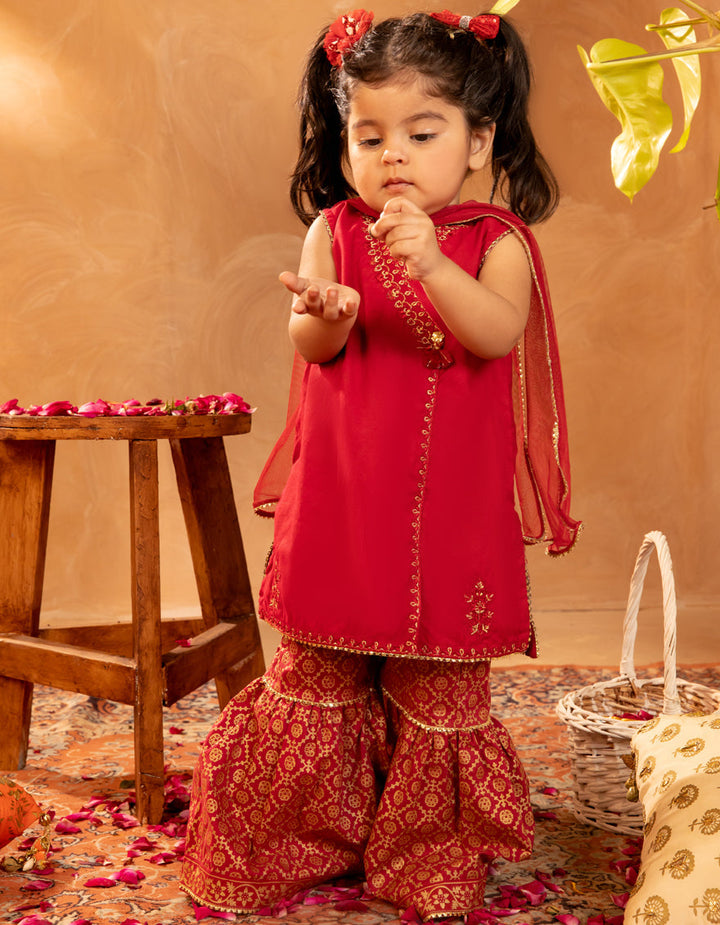 Cotton Silk Red Stitched Suit - J. Junaid Jamshed
