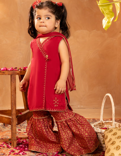 Cotton Silk Red Stitched Suit - J. Junaid Jamshed