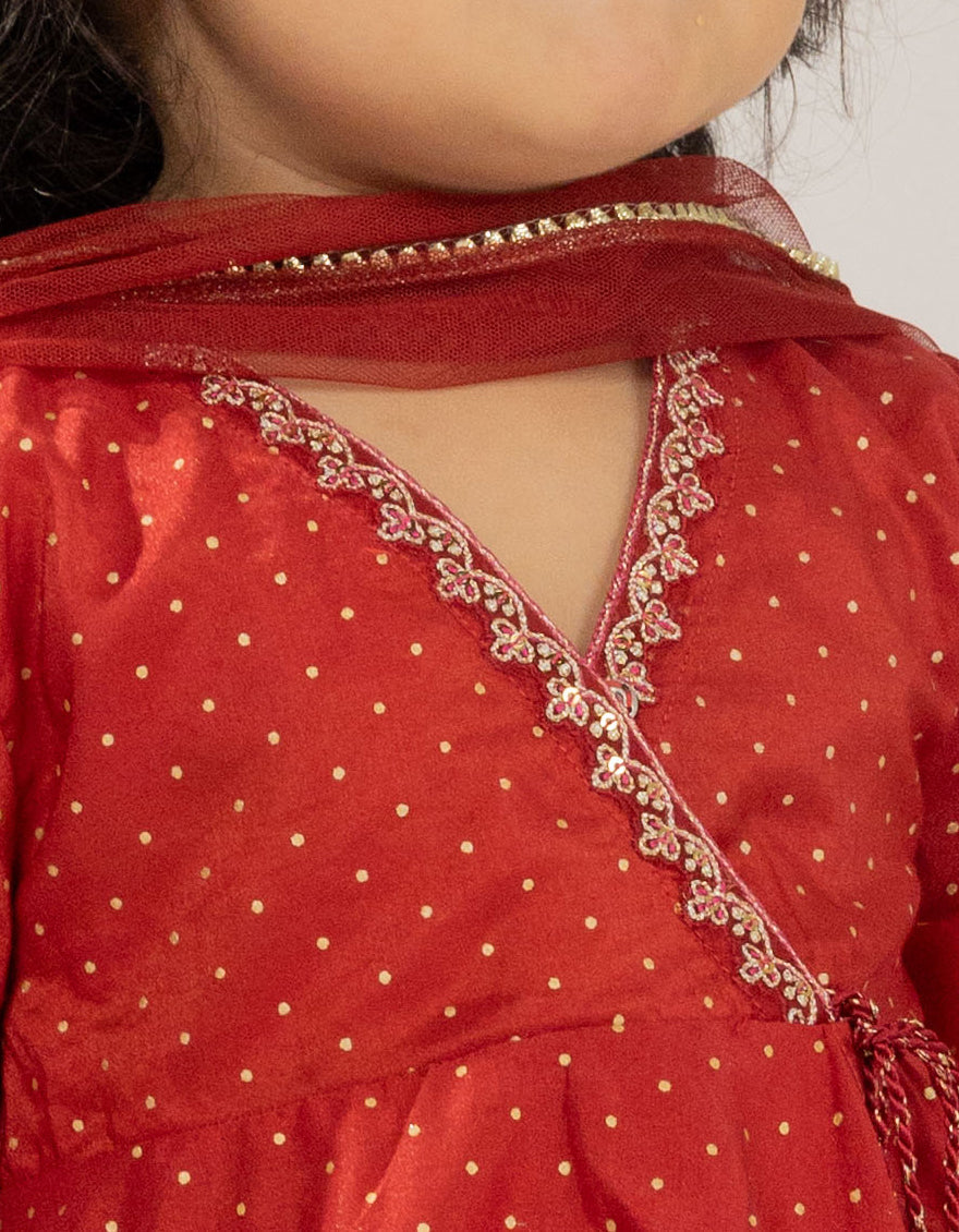 Silk Red Stitched Suit - J. Junaid Jamshed