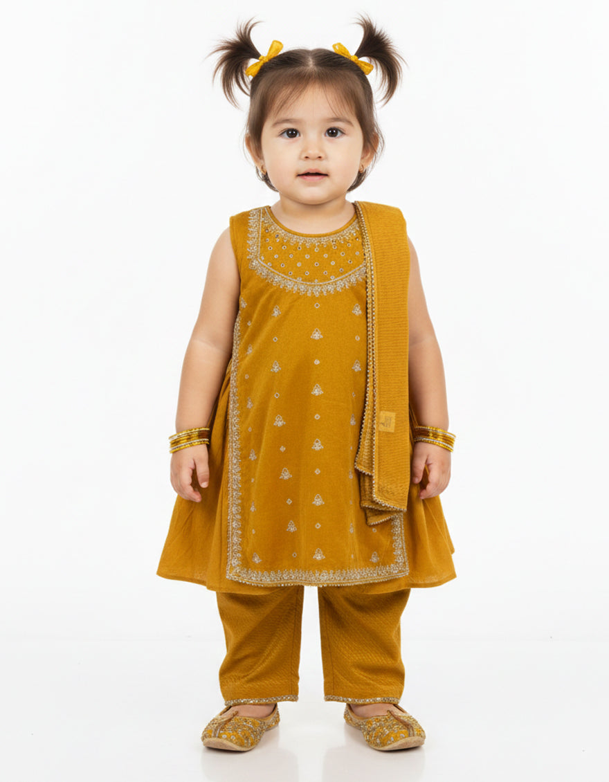 Maple Silk Mustard Stitched Suit - J. Junaid Jamshed