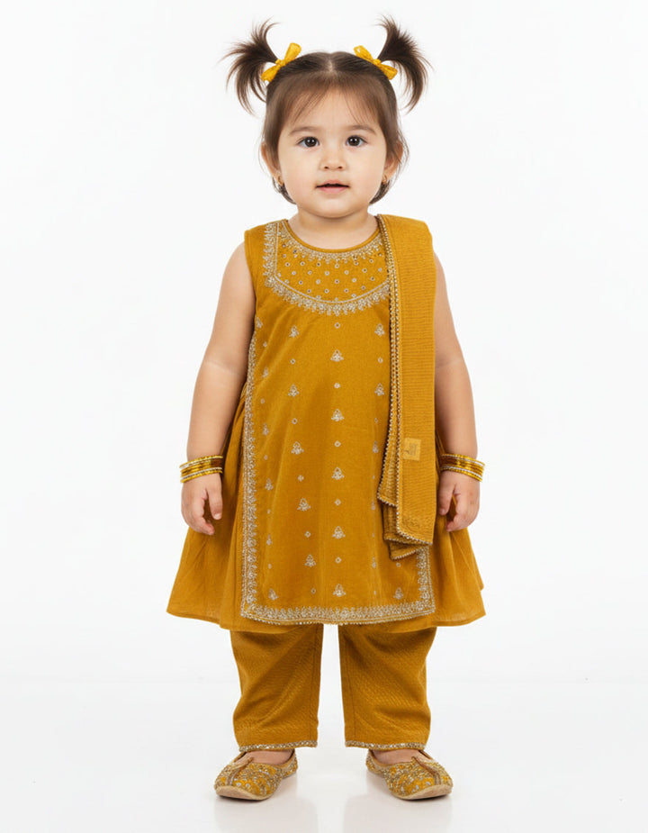 Maple Silk Mustard Stitched Suit - J. Junaid Jamshed