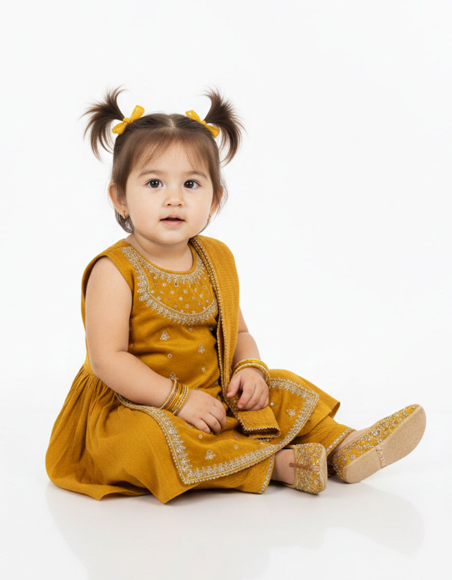 Maple Silk Mustard Stitched Suit - J. Junaid Jamshed
