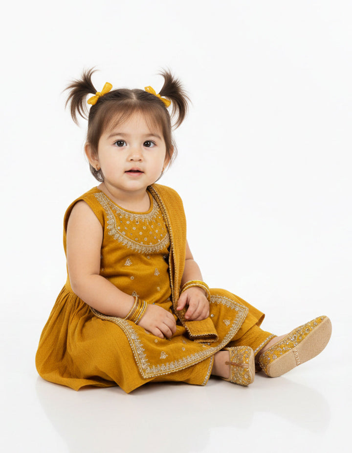 Maple Silk Mustard Stitched Suit - J. Junaid Jamshed