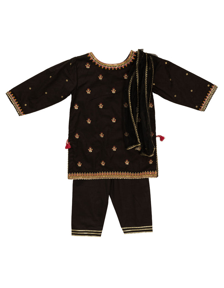 Lawn Silk Black Stitched Suit - J. Junaid Jamshed