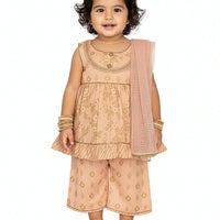 Lawn Silk Peach Stitched Suit - J. Junaid Jamshed