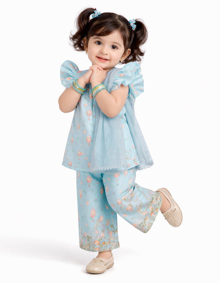 Lawn Sky Blue Stitched Suit - J. Junaid Jamshed