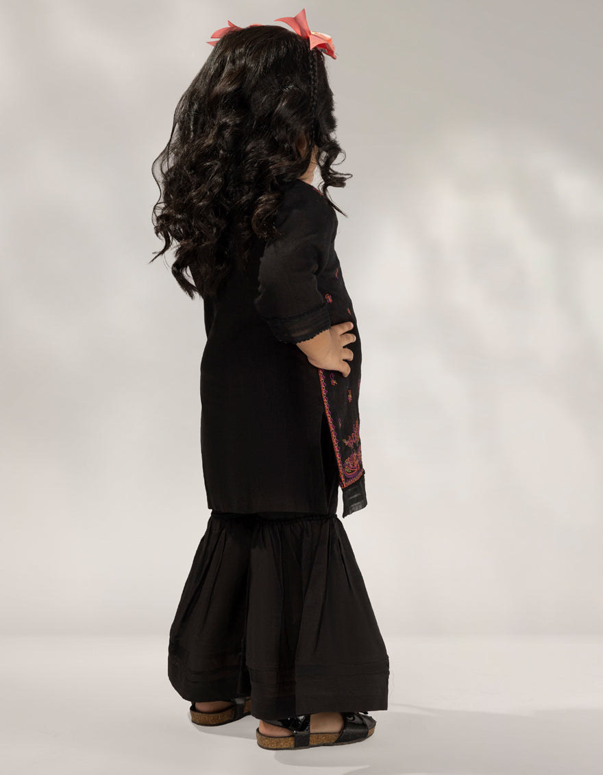 Khaddar Slub Black Stitched Suit - J. Junaid Jamshed