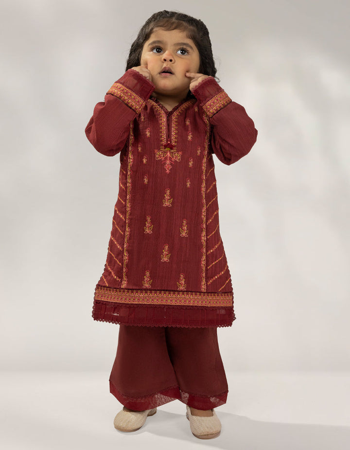 Khaddar Slub Maroon Stitched Suit - J. Junaid Jamshed