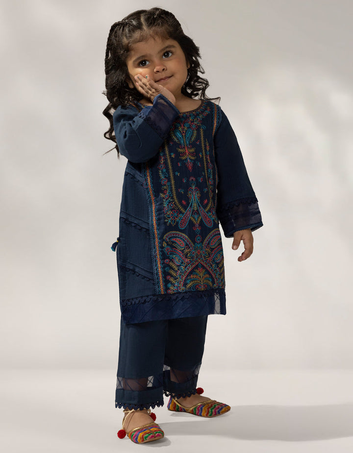 Khaddar Slub Blue Stitched Suit - J. Junaid Jamshed