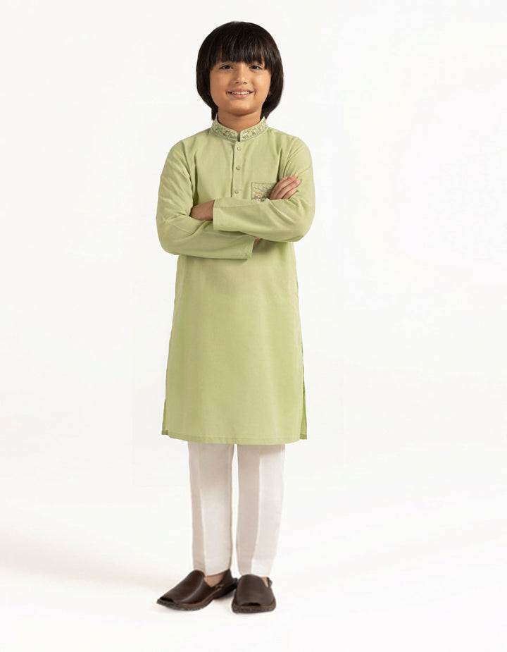 Cotton Light Green Kurta - J. Junaid Jamshed
