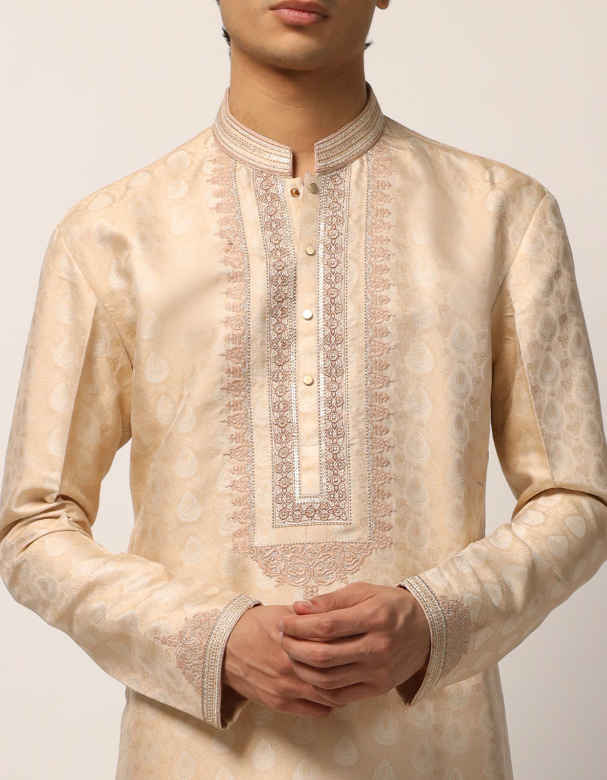 Polyester Fawn Special Kurta - J. Junaid Jamshed