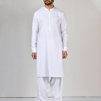 Blended White Shalwar Kameez  - J. Junaid Jamshed