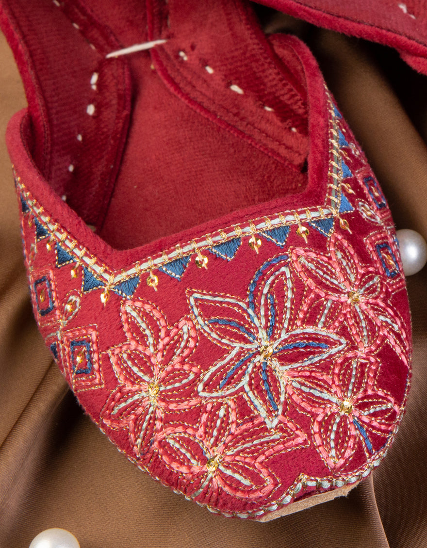 Suede Maroon Khussa - J. Junaid Jamshed