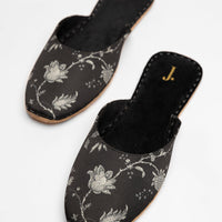 Silk Black Chappal - J. Junaid Jamshed