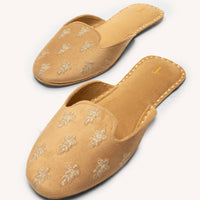 Suede Beige Khussa - J. Junaid Jamshed